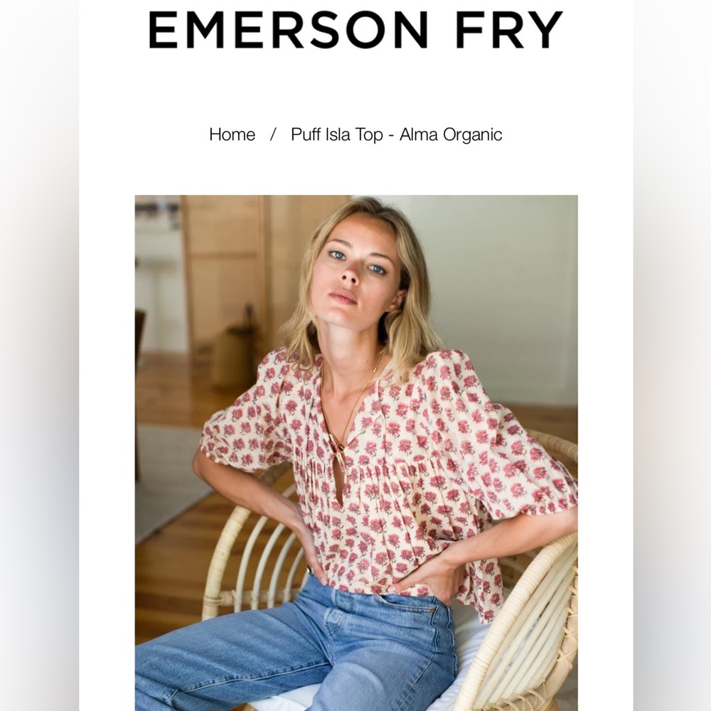 EMERSON FRY INDIA COLLECTION PUFF ISLA TOP - ALMA ORGANIC SIZE S